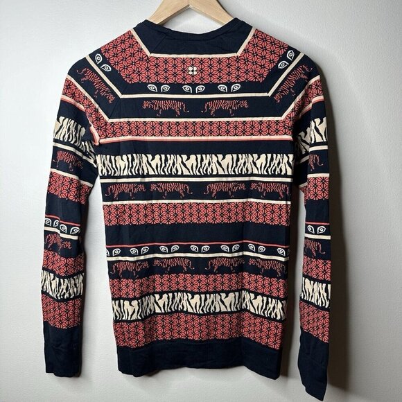 Sweaty Betty Tigers Eye Crew Neck Jacquard Base Layer Ski Top Black Red Small - Picture 6 of 9